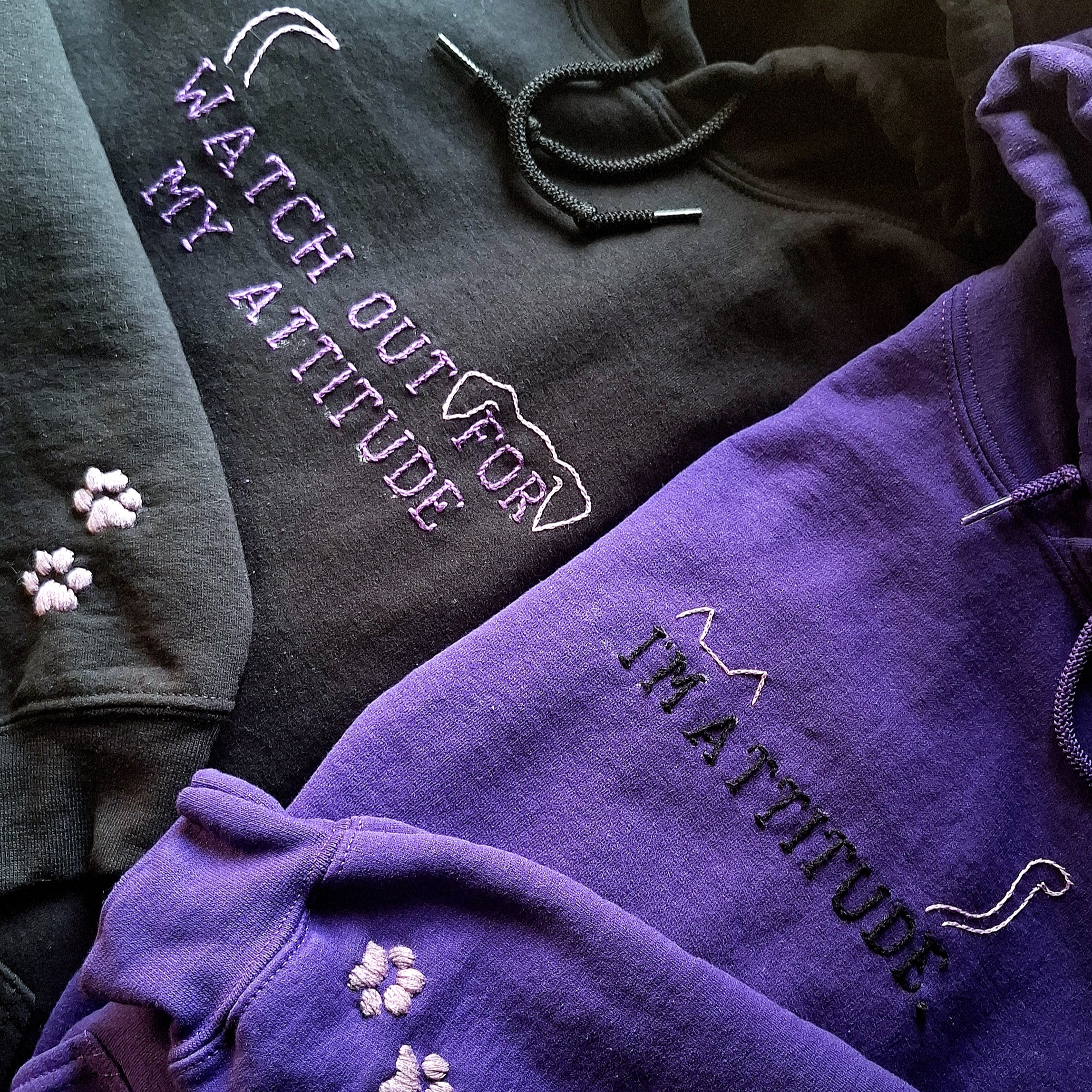 EvyHandmadeDesign - Attitude Couples Hoodie Hoodie/trui - L/XL - Paars/Zwart